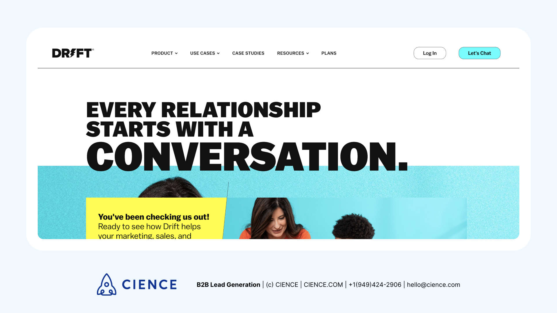 Drift live chat and chatbot platform interface for B2B demand generation and lead qualification